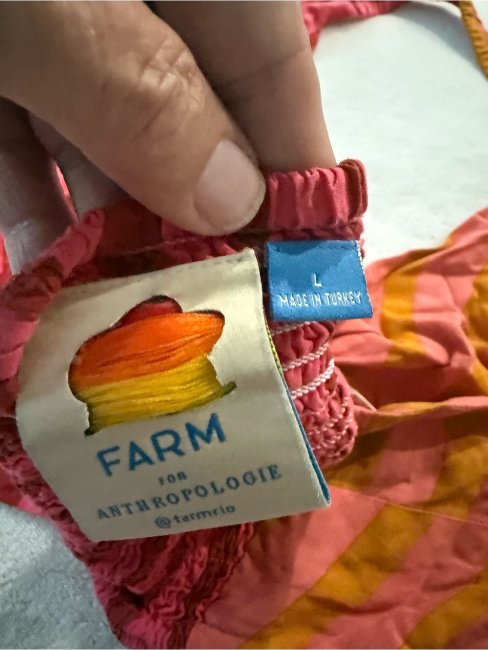 Farm Rio Mixed-Stripe Halter Top V Neck Tie Front Crop Anthropologie Size L E01 - Picture 3 of 5